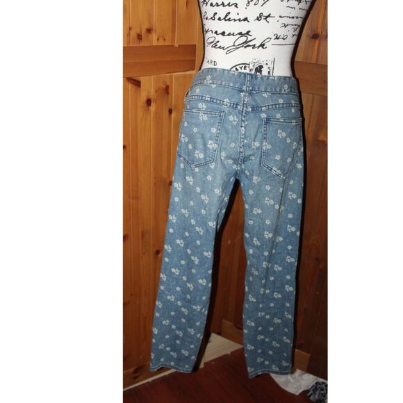Free People Acid Wash Print Floral Low RIse Jeans Sz 31 - Picture 3 of 9